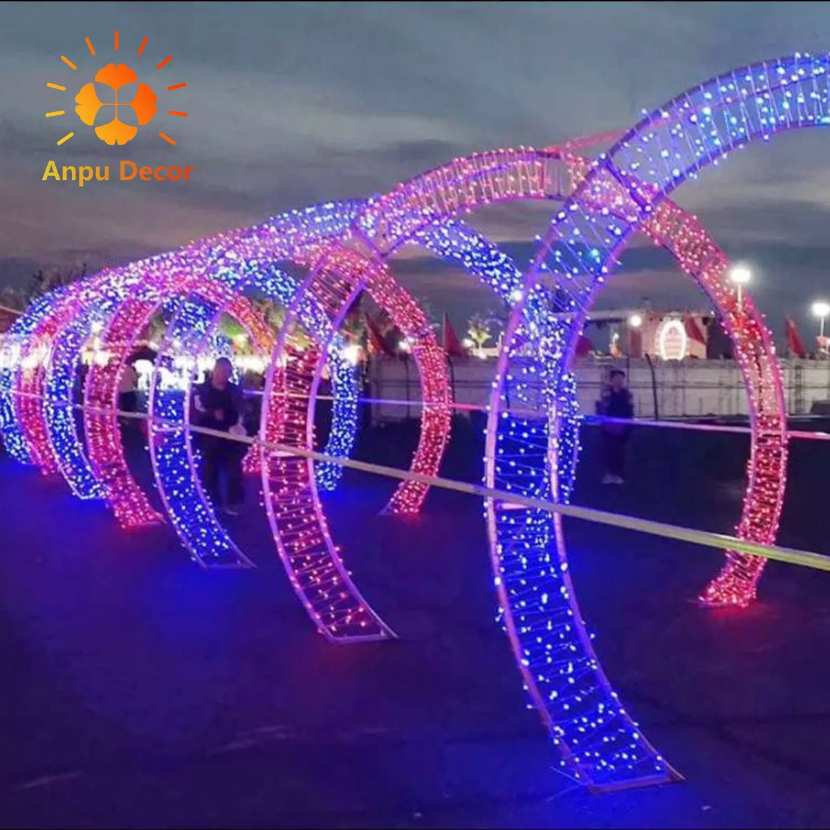 Outdoor 3D Light Tunnel Caterpillar Christmas Light Driveway for Commercial Winter Garden Light Show