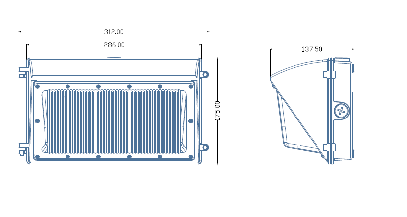 36W Tempered Glass Cover LED Wall Pack Light Warm White Outdoor Wall Lights CCT&amp;Power Adjustable