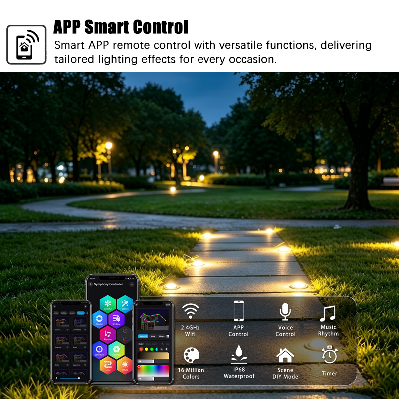 Low Voltage 24V Outdoor Waterproof Step Stair Lights Dimmable Timer RGBW UCS2904 Recessed LED Deck Lights