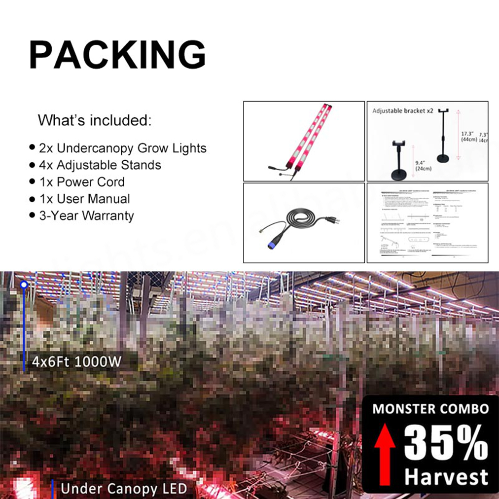 Under Canopy Far Red Independent Single Led Grow Light 120W Bar Undercanopy Lights