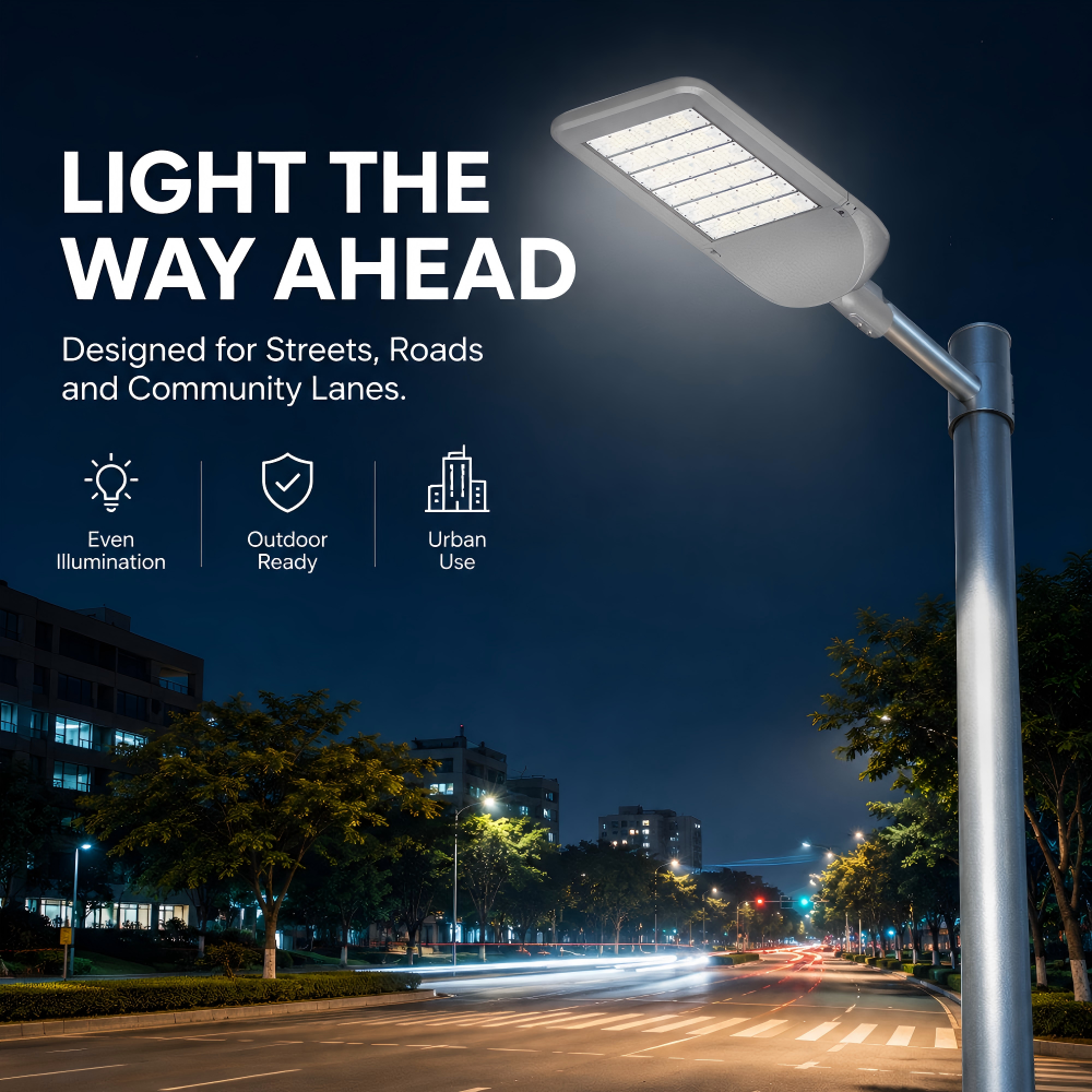 All-in-One Integrated Smart LED Street Light IP65 Rated 5-Year Warranty Multi-Color Temperature (4100K/5000K/6000K)