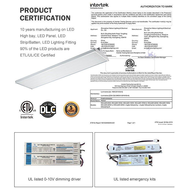 High Lumen Office Recessed Surface Mounted 2ft 4ft 80w 100w 140w 165w 225W Aluminum INDOOR Commercial LED Linear High Bay Light