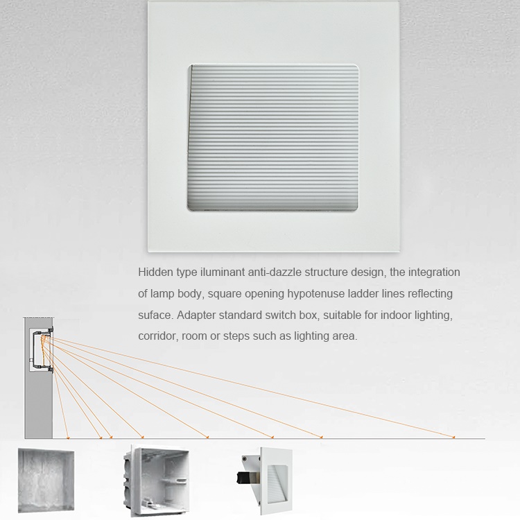 Indoor Outdoor Decoration Commercial Home Modern Corner Lamp Smd 3.5w Round Square Recessed Mini Led Step Stair Light