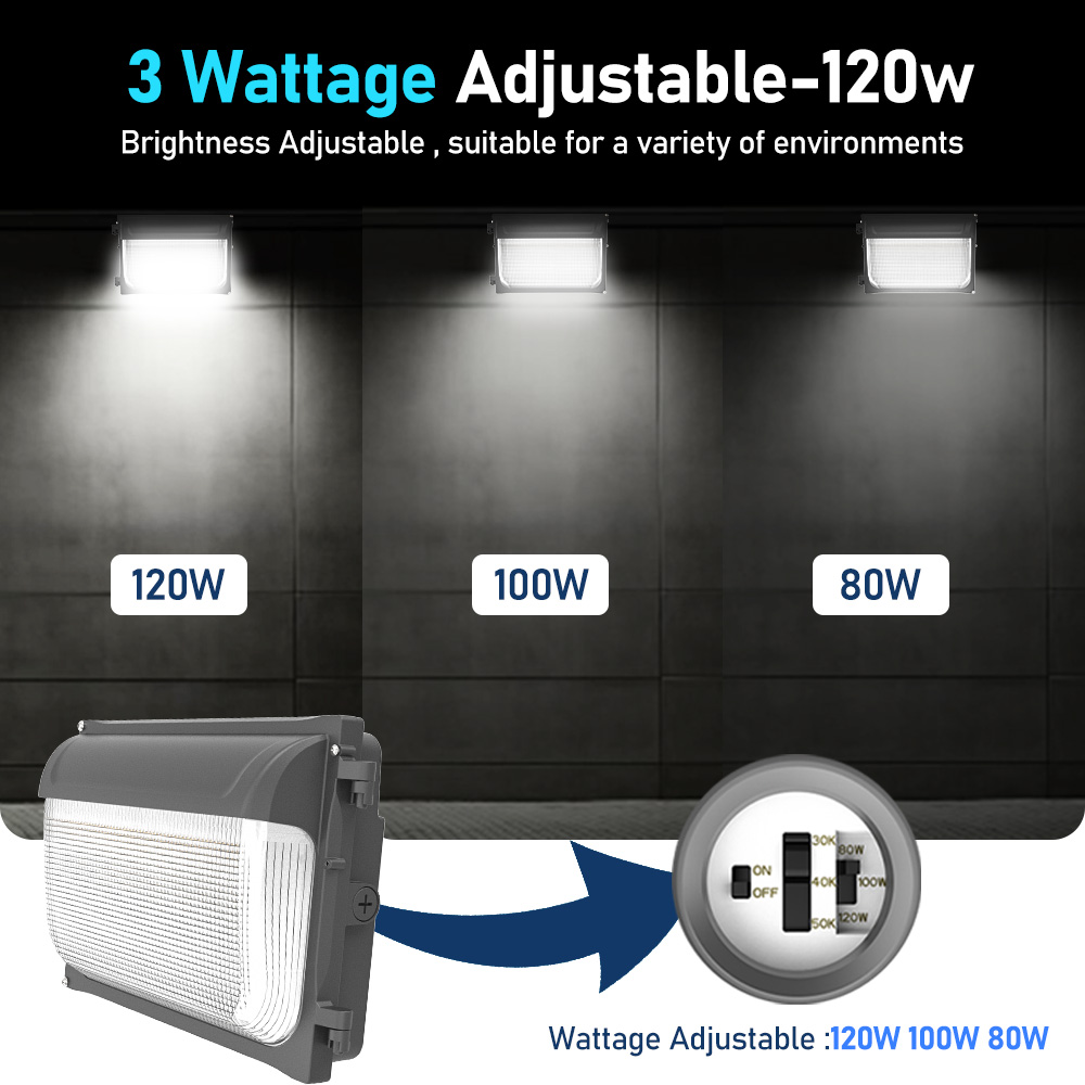 US Stock 100W 80W 60W LED Wall Pack Light 3000K to 6000K With Photocell Dusk and Dawn Wall Lamp Outdoor LED Wall Lamp for Yard