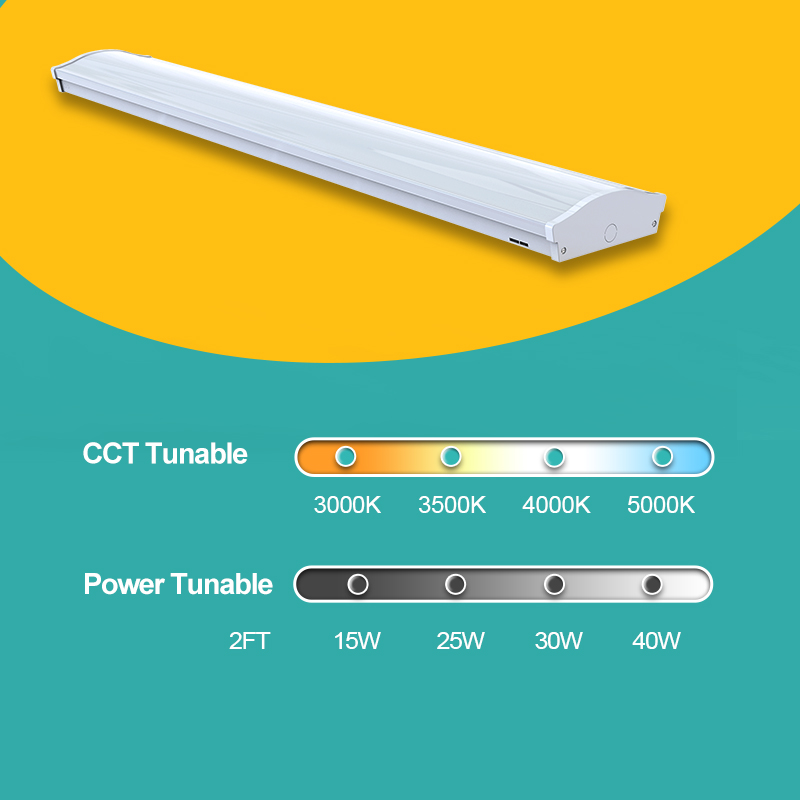 High Quality Indoor Lighting Cct Selectable 40w Low Bay Linear Light Led Wraparound Fixture Ceiling Lamp