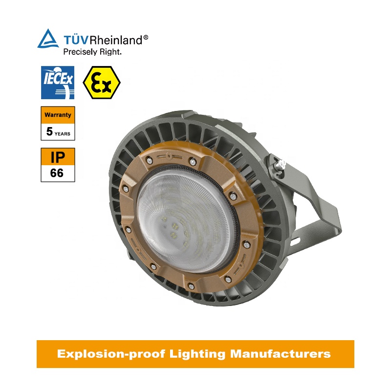 TUV ATEX IECEx 5-Year Warranty IP66 120W-140W LED CRI 80 90 Degree Beam Angle Nema 4X Explosion Proof High Bay Light Lighting