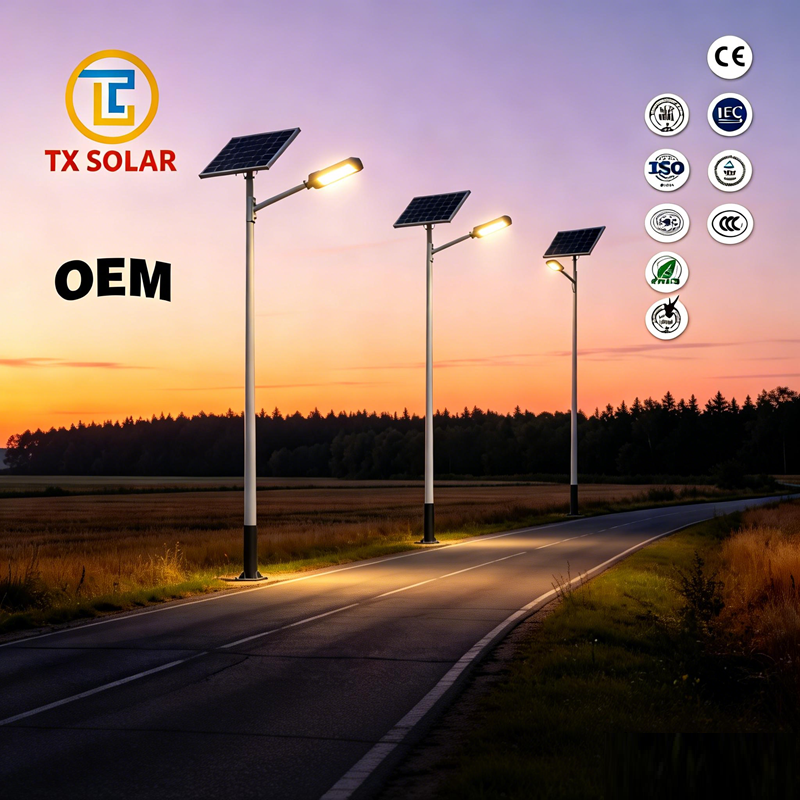 Solar Street Light Complete Set Solar Street Light External LiFePo4 Lithium Battery Under the Solar Panel