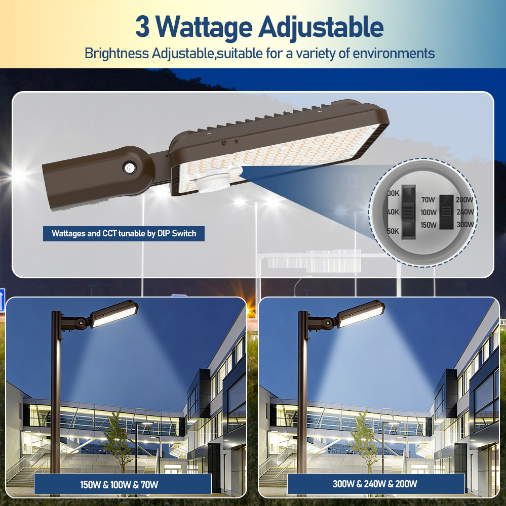 Factory Direct High Quality Parking Lot Light Fixture 300W LED Area Light CCT Selected Adjustable LED Street Light