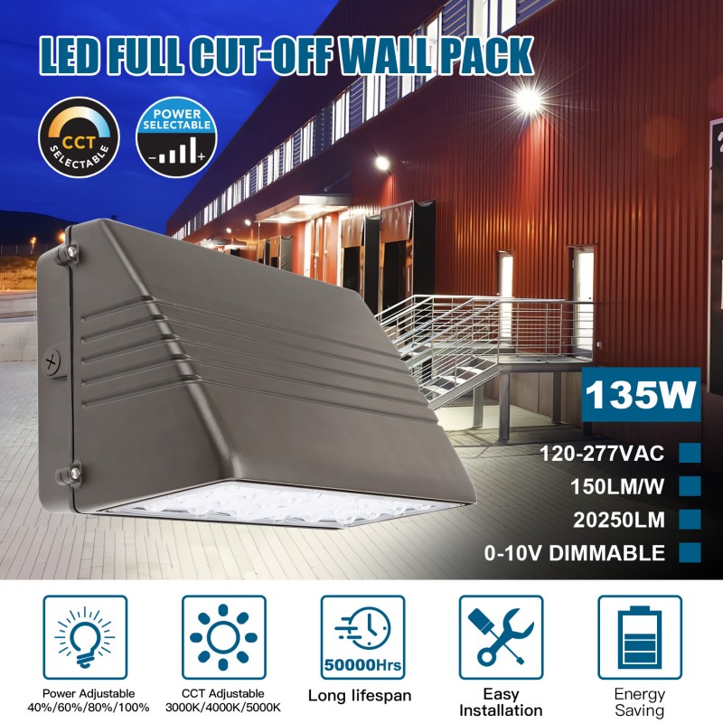 Stock in US LED FULL CUT-OFF WALL PACK Fixture 150W - 28W IP65 House Exterior Lamp Public Lighting Outside Yard Wall Lights
