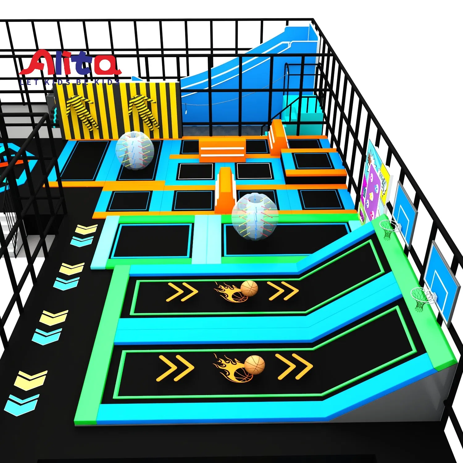 Kids/Child Multi-Functional Trampoline Soft Play Amusement Park Slide Indoor/Outdoor Playground with Fun Games