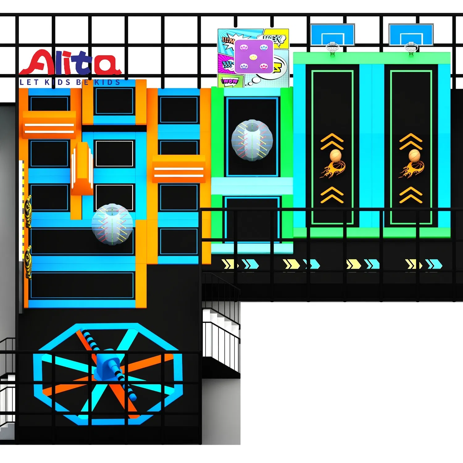 Kids/Child Multi-Functional Trampoline Soft Play Amusement Park Slide Indoor/Outdoor Playground with Fun Games