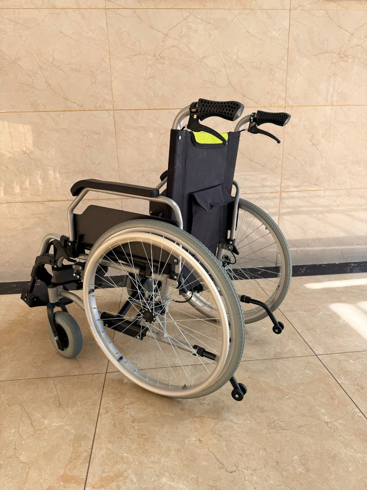 Foldable Aluminum Wheelchair for Elderly Patients Lightweight Mobility Aid