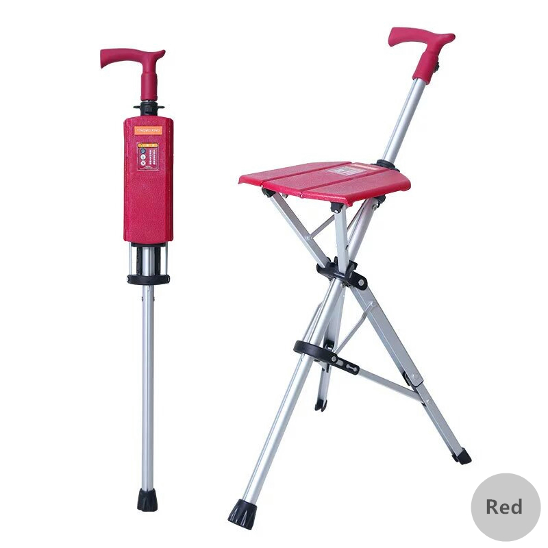 One-Click Folding Walking Stick Chair Aluminum Alloy Mobility Aid with Seat Portable Walking Stick Seat for Elderly