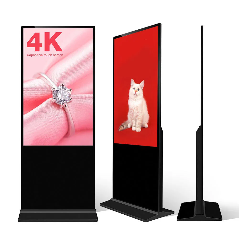 Indoor Network LCD Touch Screen Digital Signage Full Color Floor Standing Media Ad Player Advertising Vertical Interactive Freestanding Kiosk Display Totem