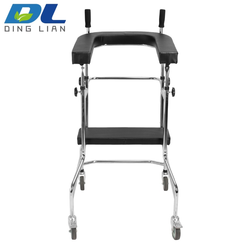 High-Quality Carbon Steel Medical Rehabilitation Safety Equipment Four Wheel Mobile Mobility Aid Paralysis Recovery Walking Frame