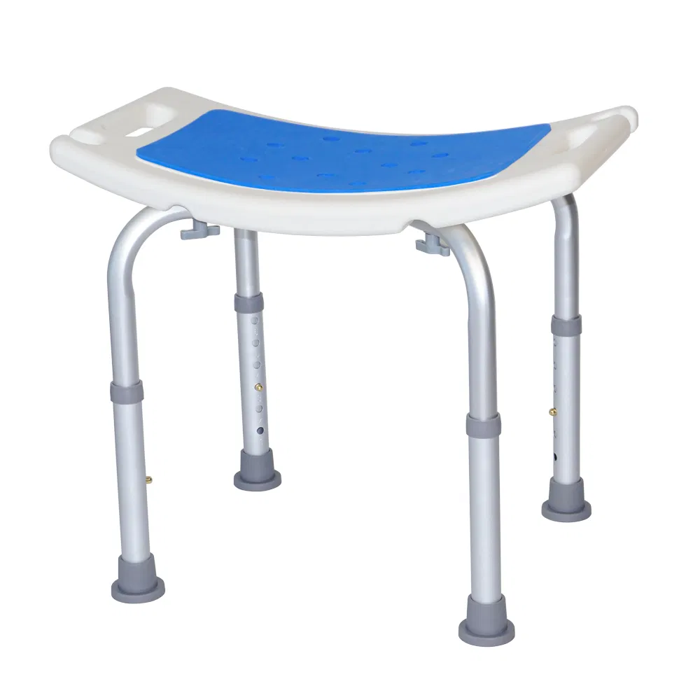 Safebath Non-Slip Curved Shower Bench with Blue Mat