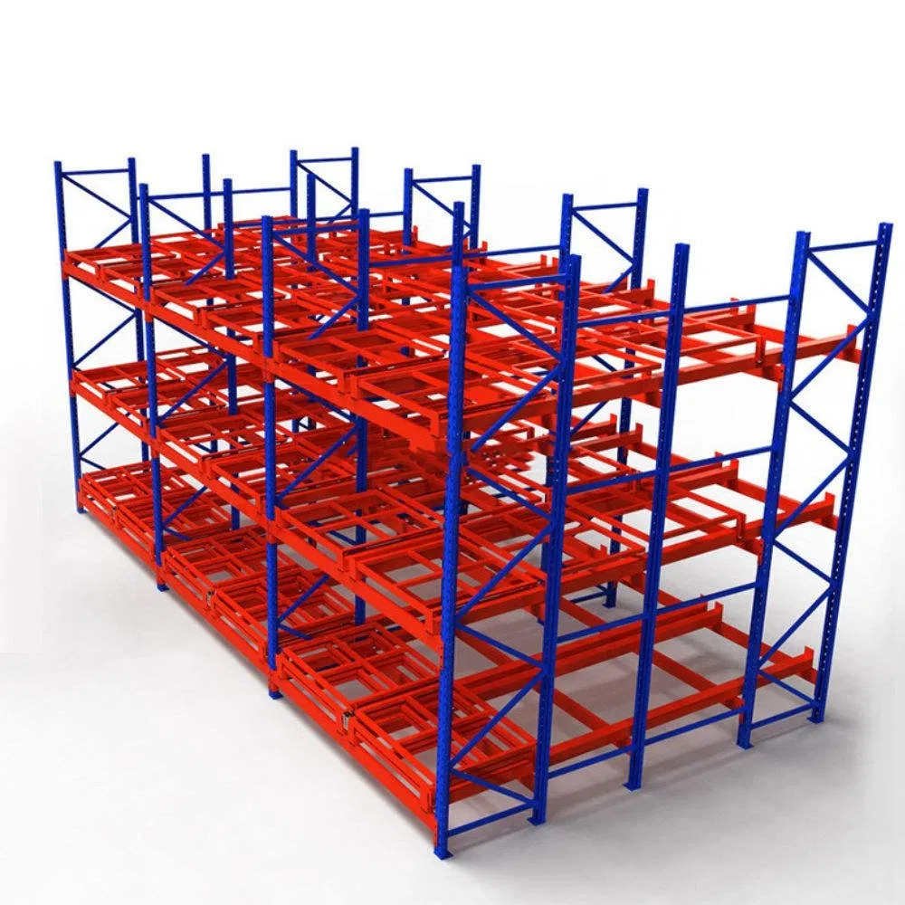 Foldable Pallet Storage System Metal Pallet Selective Pallet Rack Warehouse Storage Racking Push Back Pallet Rack System Warehouse Steel Rack Push Back Rack