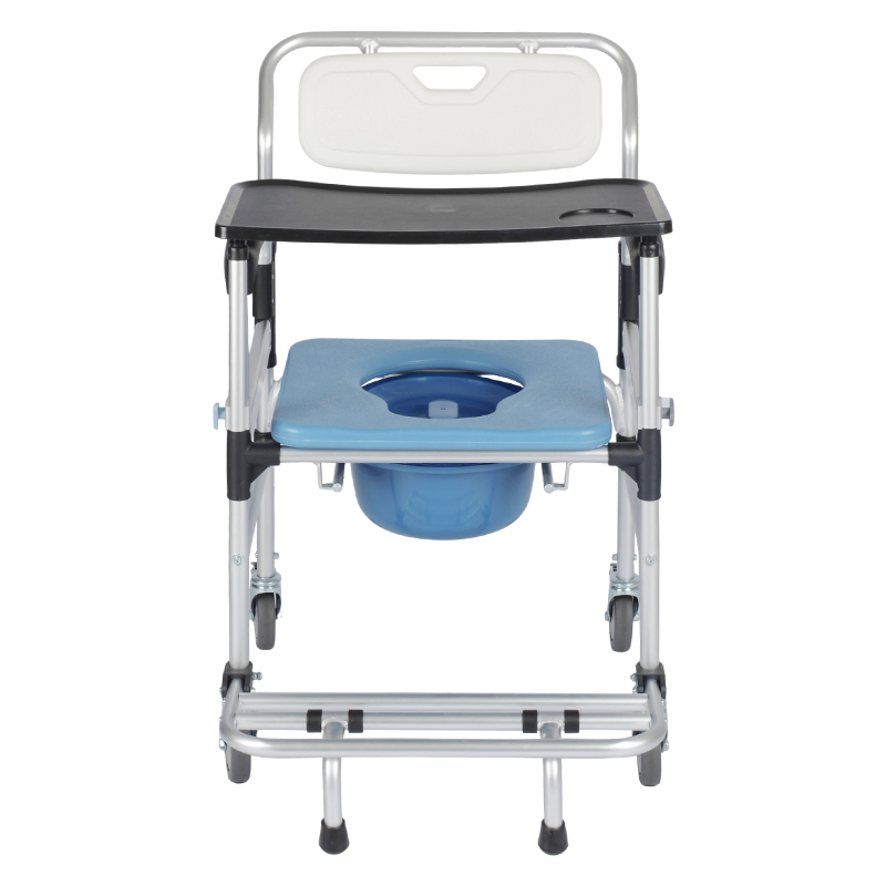 Elderly Care Personal Mobility Durable Waterproof Shower Toilet Accessible Transport Medical Rolling Commode Chair