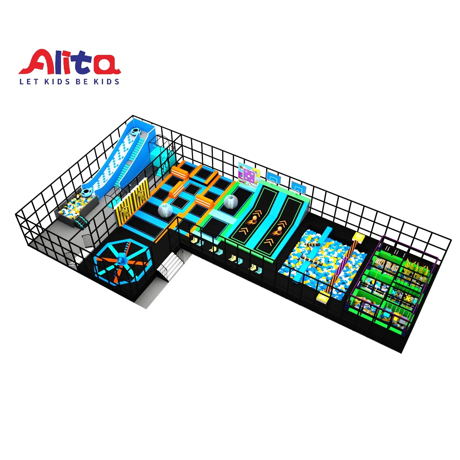 Kids/Child Multi-Functional Trampoline Soft Play Amusement Park Slide Indoor/Outdoor Playground with Fun Games