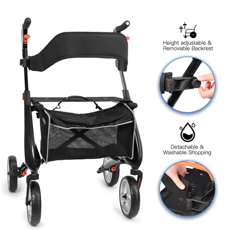 Carbon Fiber Rehabilitation Equipment with 110 Kg Maximum Load Weight Seniors Ultalight Rollator