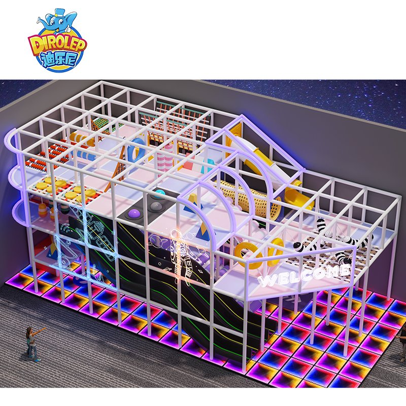 Indoor Amusement Equipment Kids Amusement Park Attractive Playground LED Slide Children Modular Playground with Slide