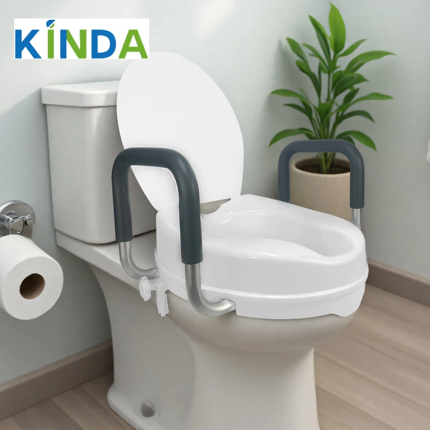 Lightweight Portable Toilet Seat Riser with Armrests for Easy Access