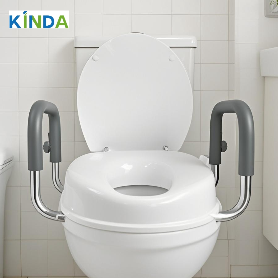 Ergonomic Non-Slip Toilet Seat Riser with Armrests for Seniors