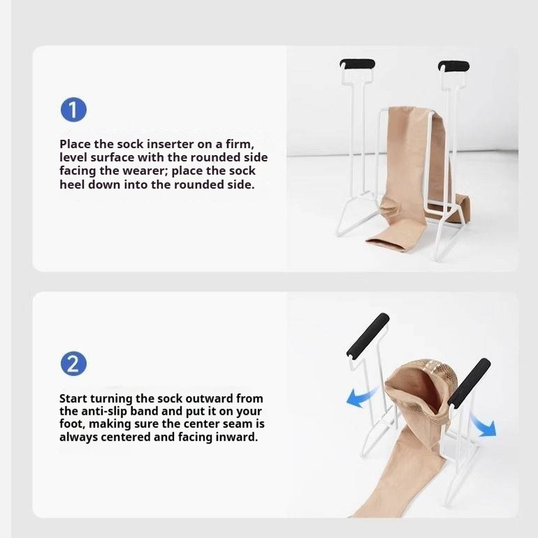 Ergonomic Varicose Vein Sock Donning Aid - Easy Compression Stocking Helper for Seniors