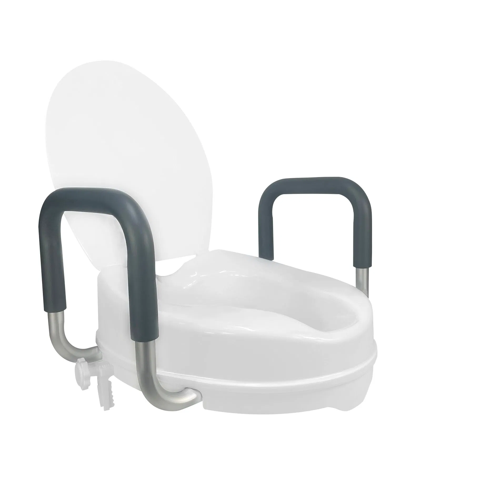 Durable Plastic Commode Riser with Support Handles for Safety