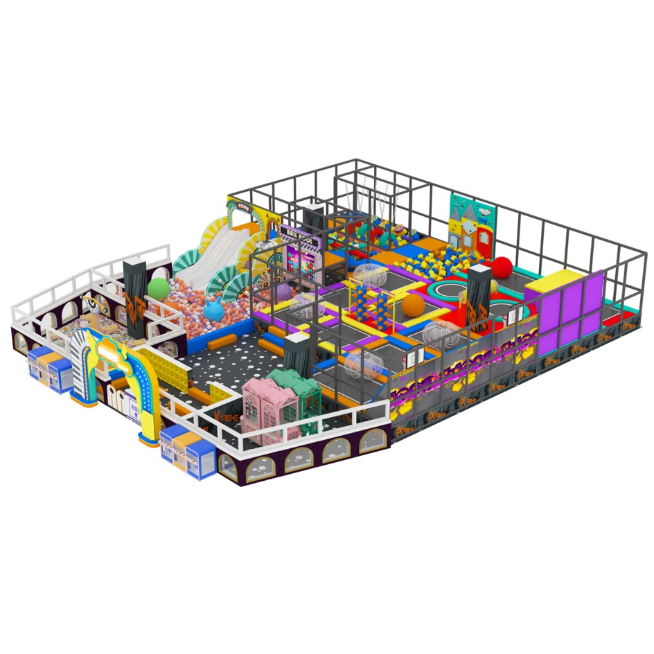 Luxury Kids Indoor Playground Trampoline Park Indoor Children Playground Trampoline with Slide Equipment Flying Fox Arcade Games Buoncy Castle Parque Infantil