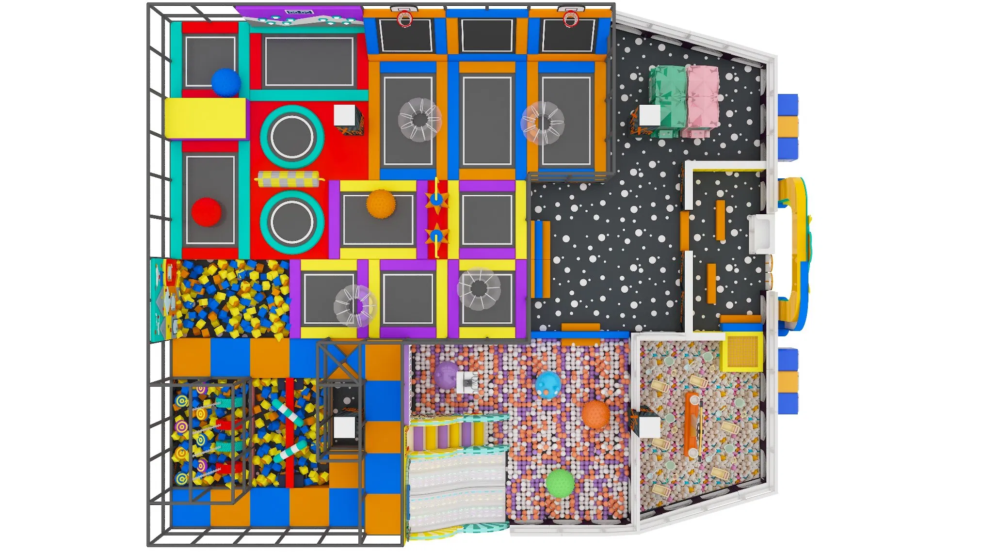 Luxury Kids Indoor Playground Trampoline Park Indoor Children Playground Trampoline with Slide Equipment Flying Fox Arcade Games Buoncy Castle Parque Infantil