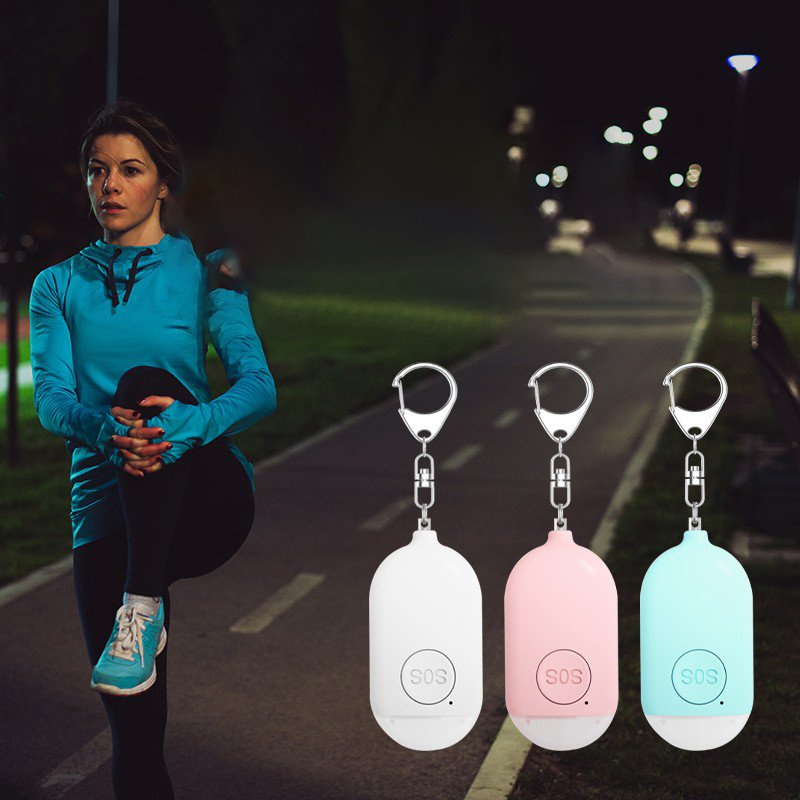 Multicolor Mini Portable Waterproof Rechargeable Personal Alarm with Flashlight 130 dB for Women Emergency Night Running Safety