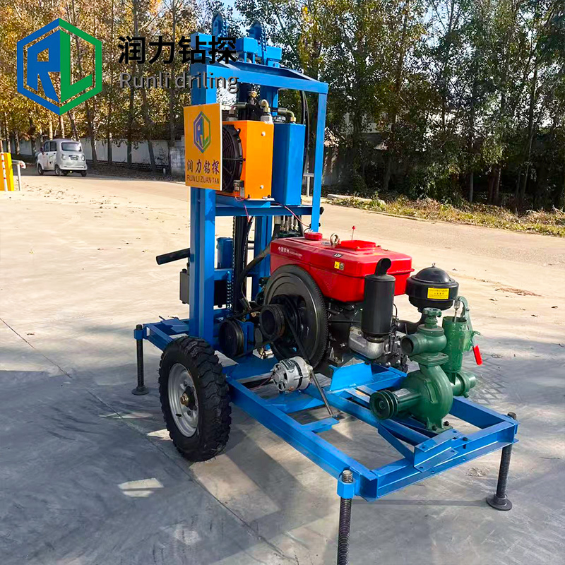 150m Deep Mini Small Wheeled Crawler Portable 25HP Diesel Engine Rotary Water Well Drilling Machine /Water Hole Drilling Machines Rig/Borehole Drilling Machine