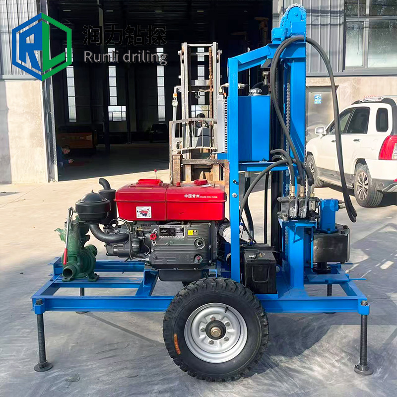 Low Price, High Performance Diesel Engine Wheeled Small Portable Reliable DTH Mini Drilling Rig Machine Water and Steam Dual Use