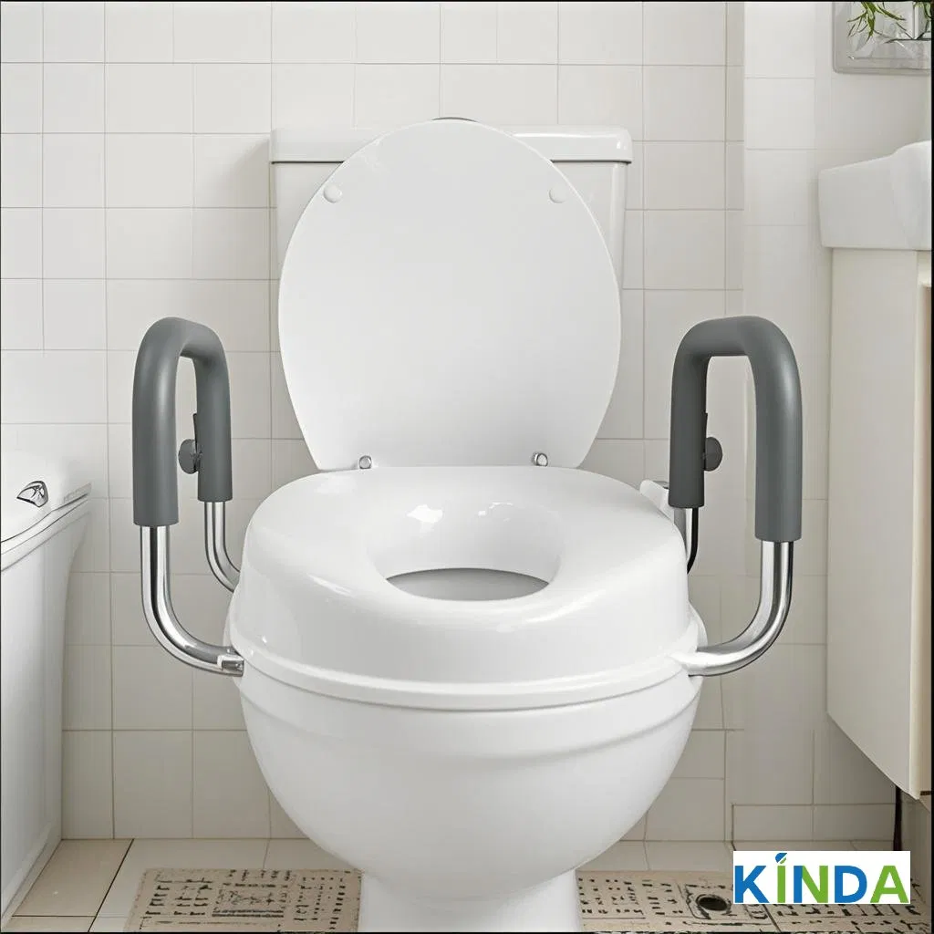 Ergonomic Non-Slip Toilet Seat Riser with Armrests for Seniors