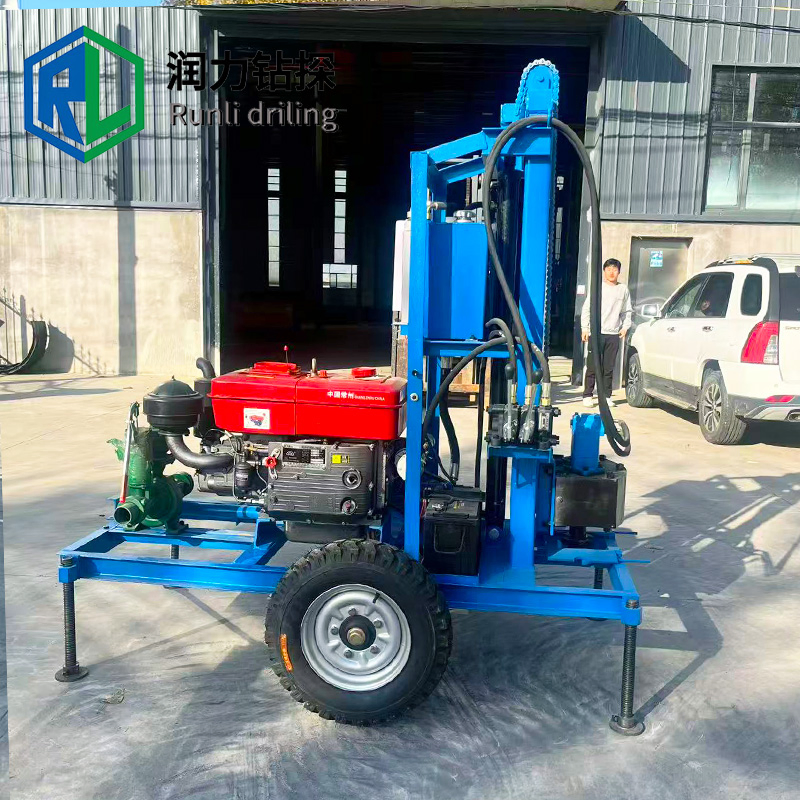 150m Deep Mini Small Wheeled Crawler Portable 25HP Diesel Engine Rotary Water Well Drilling Machine /Water Hole Drilling Machines Rig/Borehole Drilling Machine