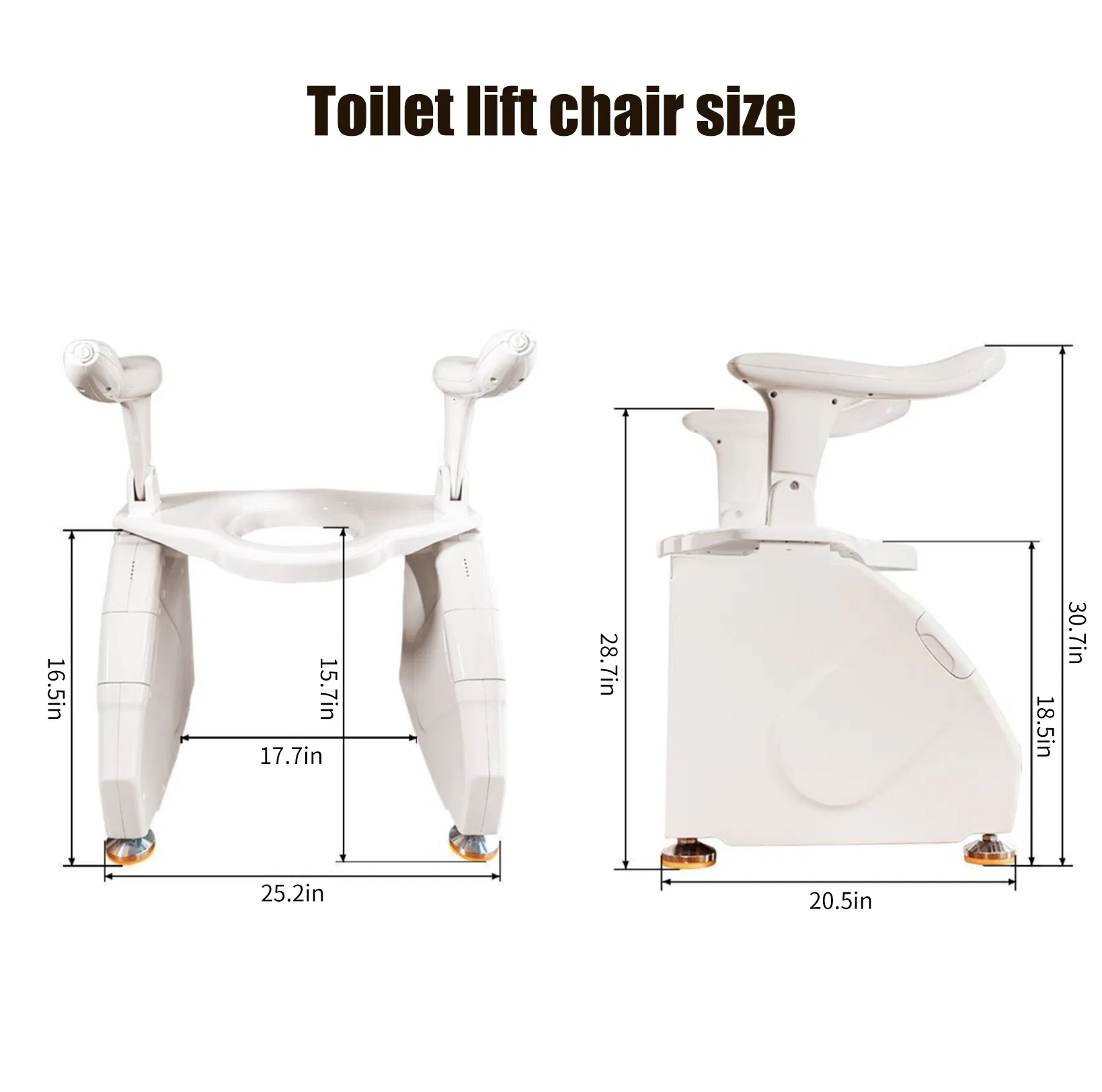 Height-Adjustable Commode Raiser for Elderly Bathroom Safety