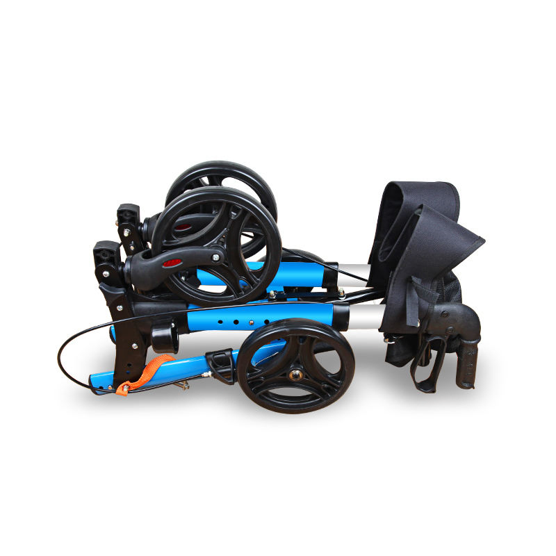 Rollator with Shopping Bag Adjustable Walker with Wheels Walking Aid for Elderly 4 Wheel Rollator Support Mobility Aid Foldable Design