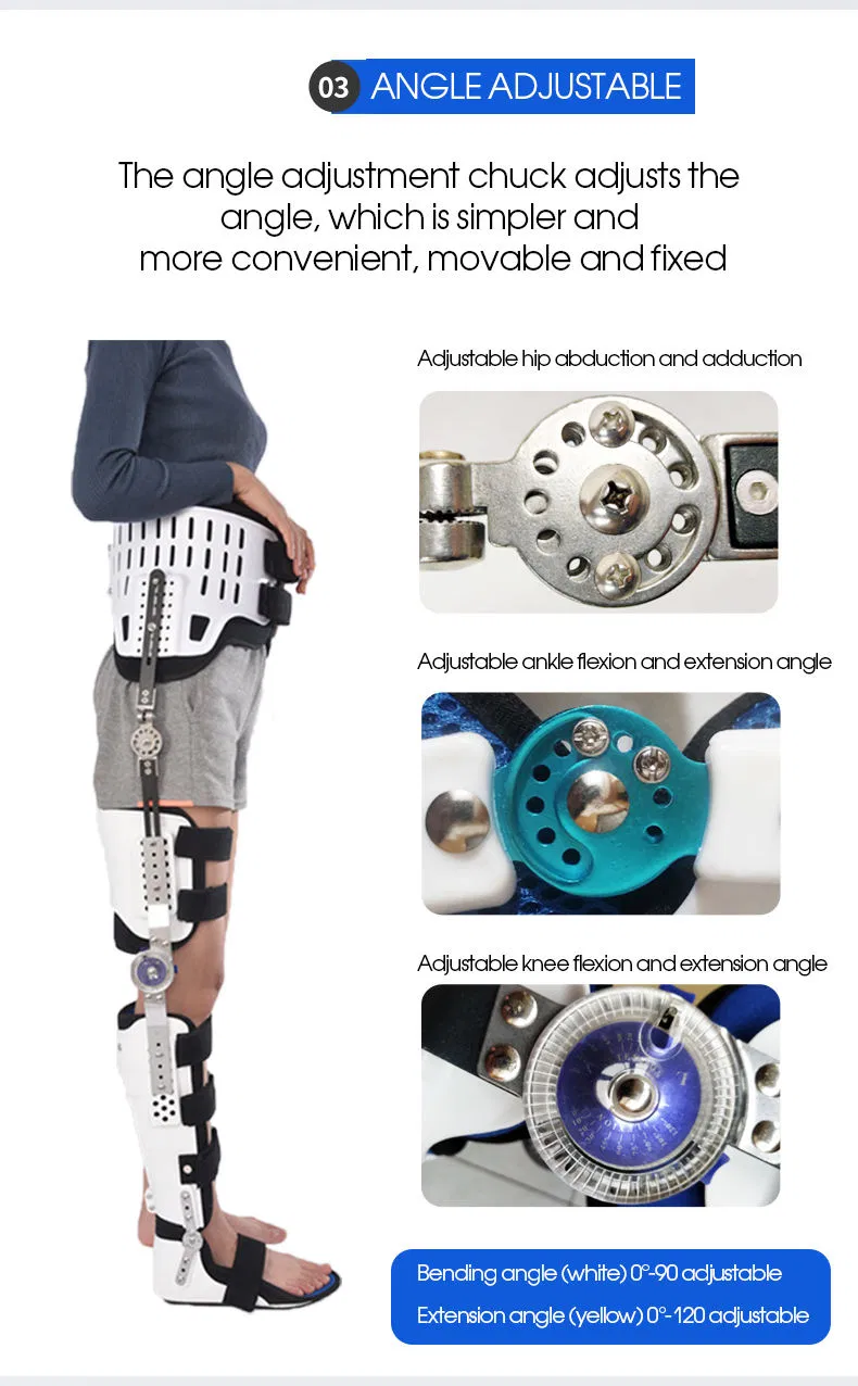 Knee Ankle Foot Fixed Support Adjustable Lower Limb Hip Orthosis Thigh Fracture Support Postoperative Ankle Rehabilitation Device