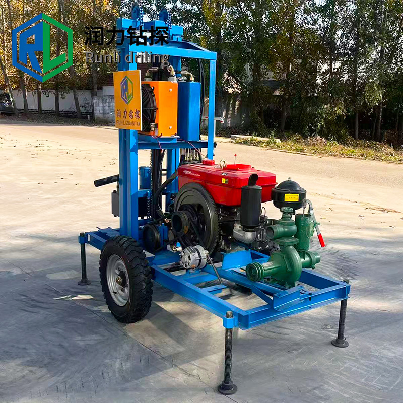 Low Price, High Performance Diesel Engine Wheeled Small Portable Reliable DTH Mini Drilling Rig Machine Water and Steam Dual Use
