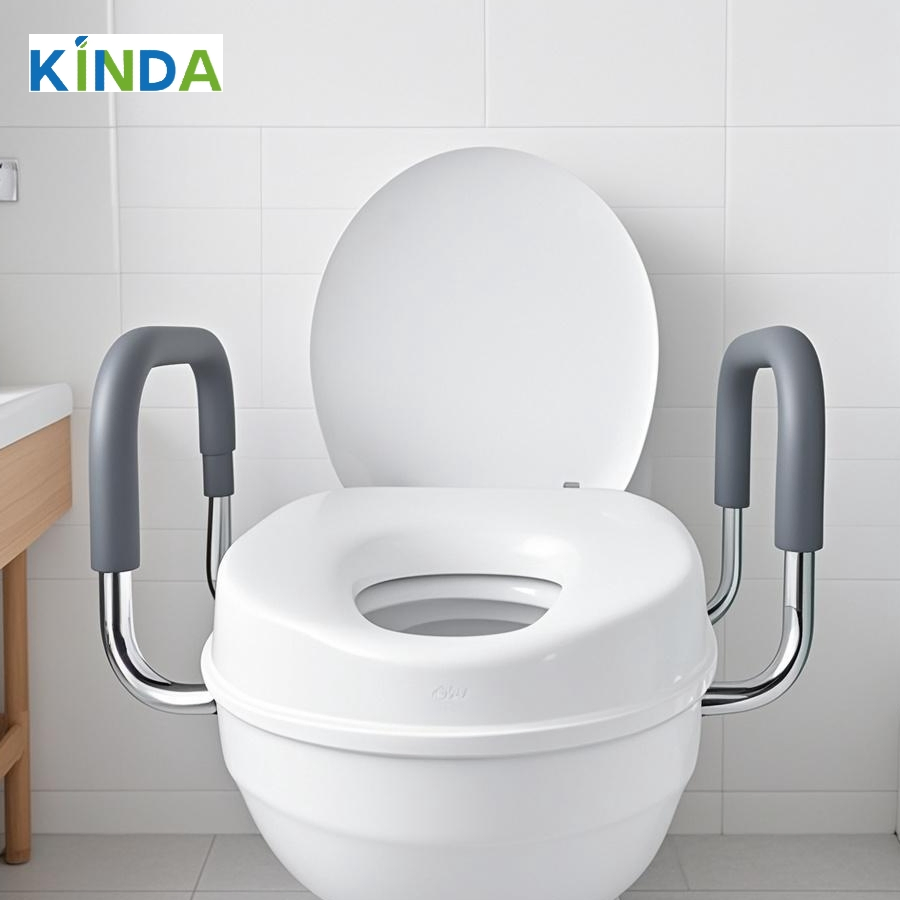 Ergonomic Non-Slip Toilet Seat Riser with Armrests for Seniors
