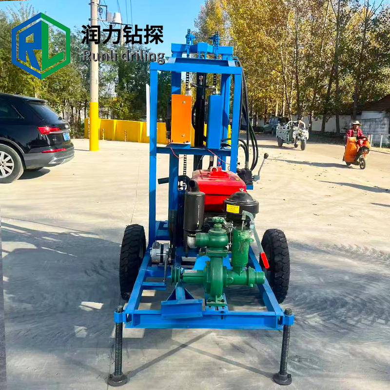 150m Deep Mini Small Wheeled Crawler Portable 25HP Diesel Engine Rotary Water Well Drilling Machine /Water Hole Drilling Machines Rig/Borehole Drilling Machine