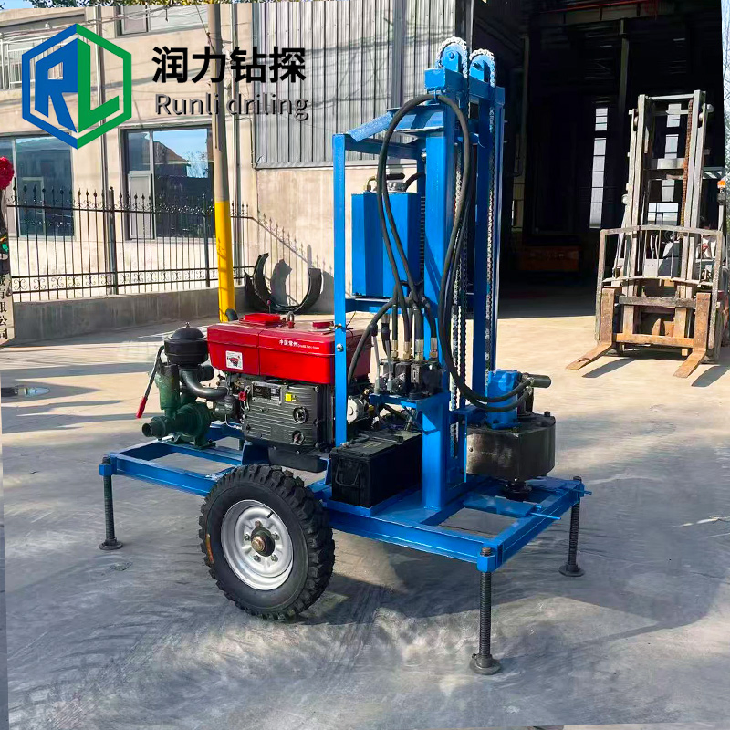 150m Deep Mini Small Wheeled Crawler Portable 25HP Diesel Engine Rotary Water Well Drilling Machine /Water Hole Drilling Machines Rig/Borehole Drilling Machine