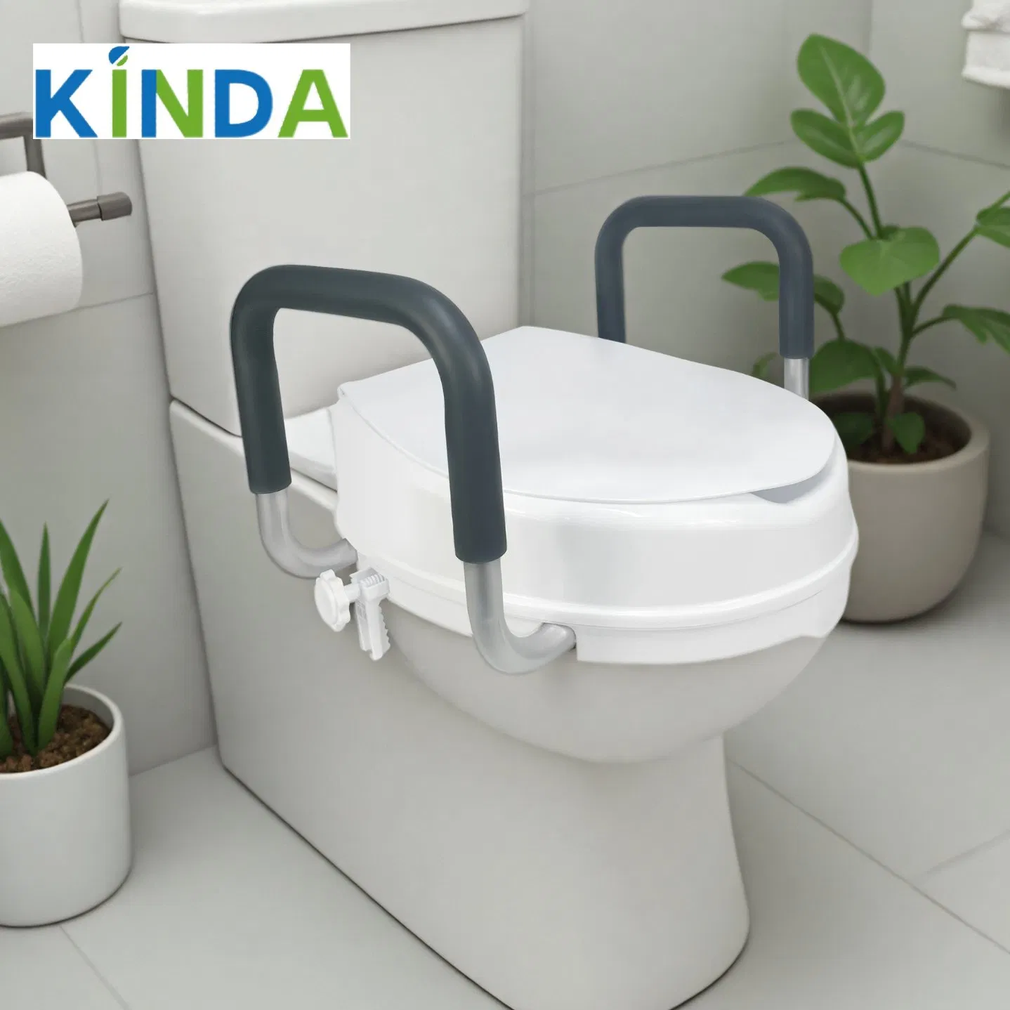 Lightweight Portable Toilet Seat Riser with Armrests for Easy Access
