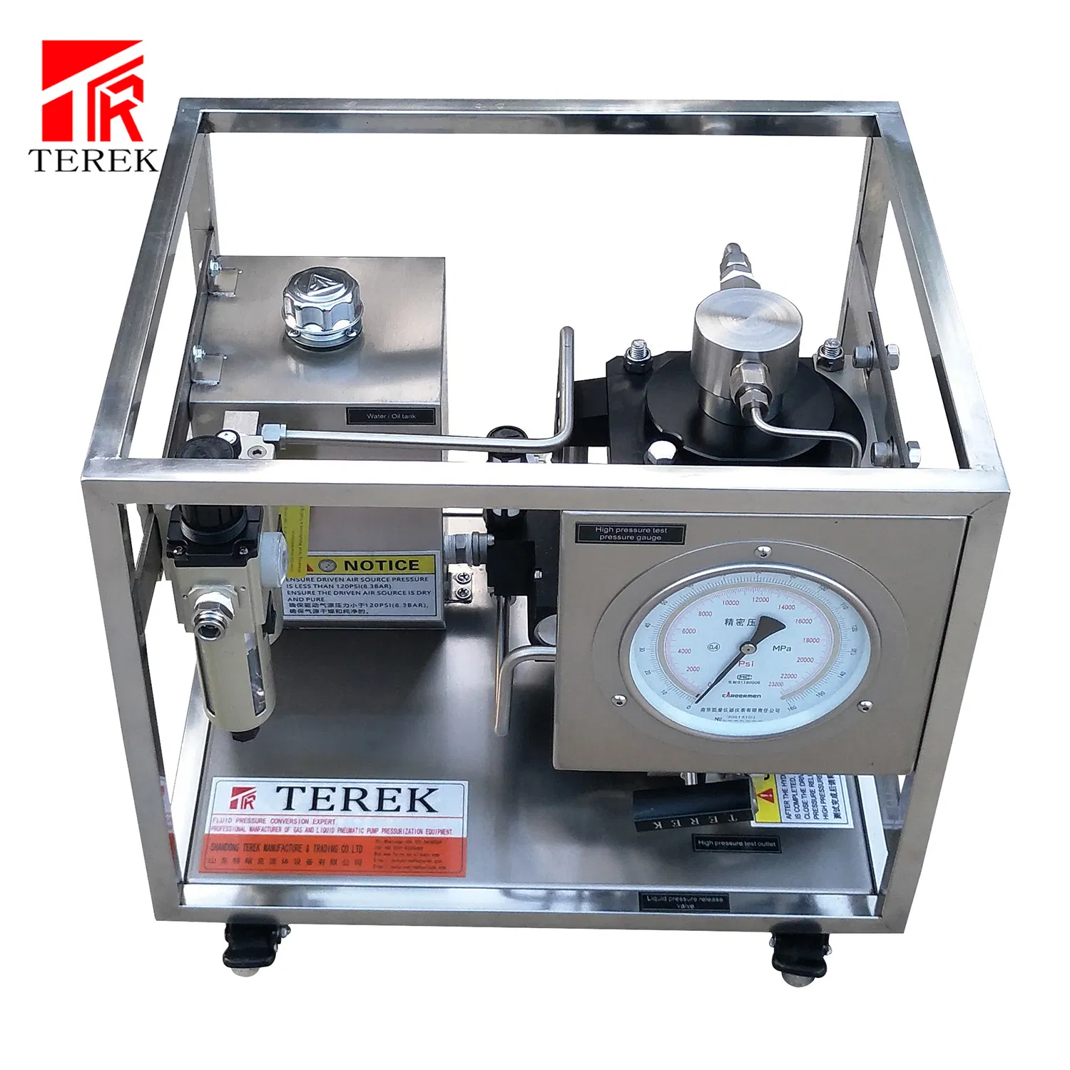 Pneumatic Liquid Booster Pump Static Pressure Test Equipment with Recorder