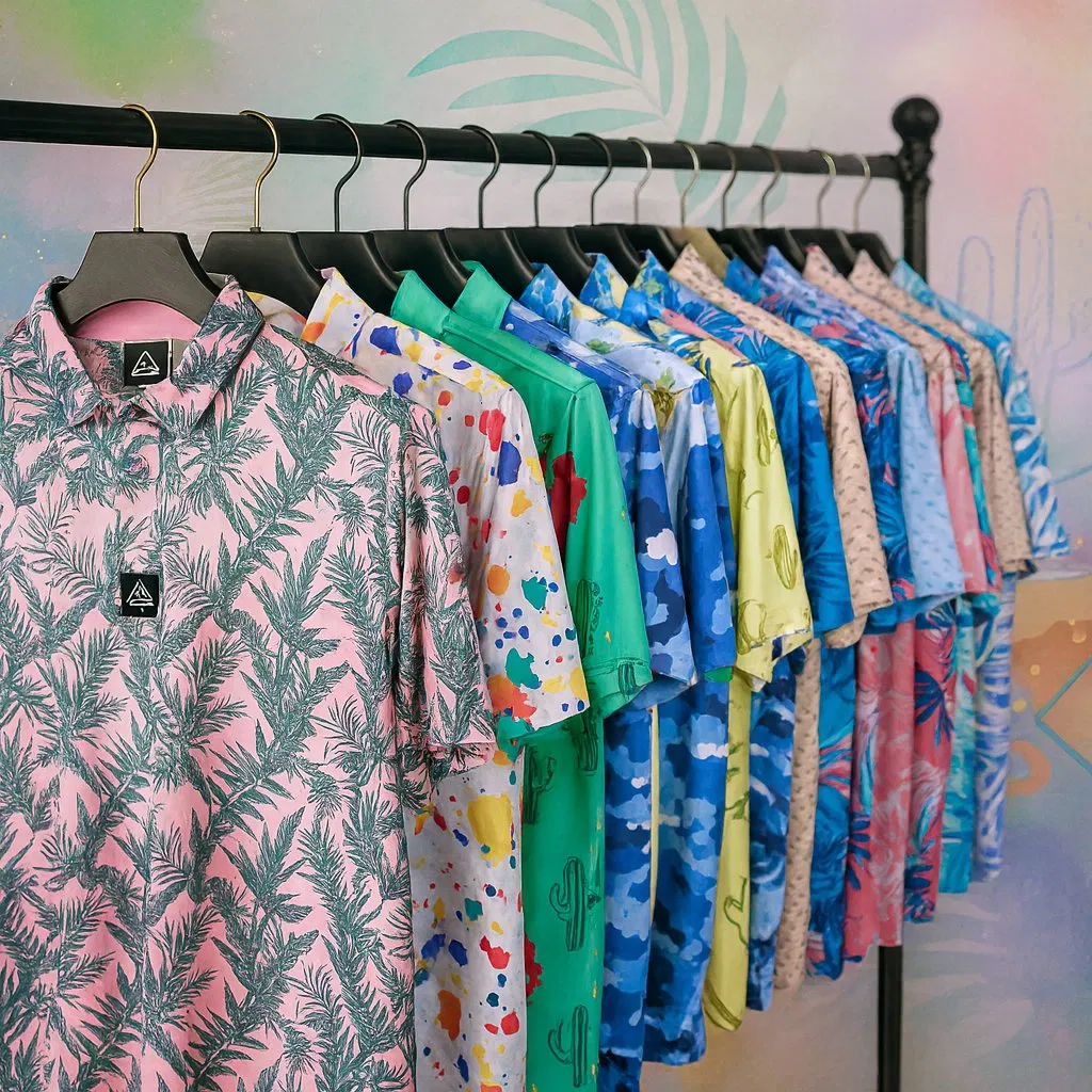 OEM Design Men's Performance Luxury Golf Polo Shirts 100% Polyester Full Sublimation Printing Breathable Golf Polo T-Shirts