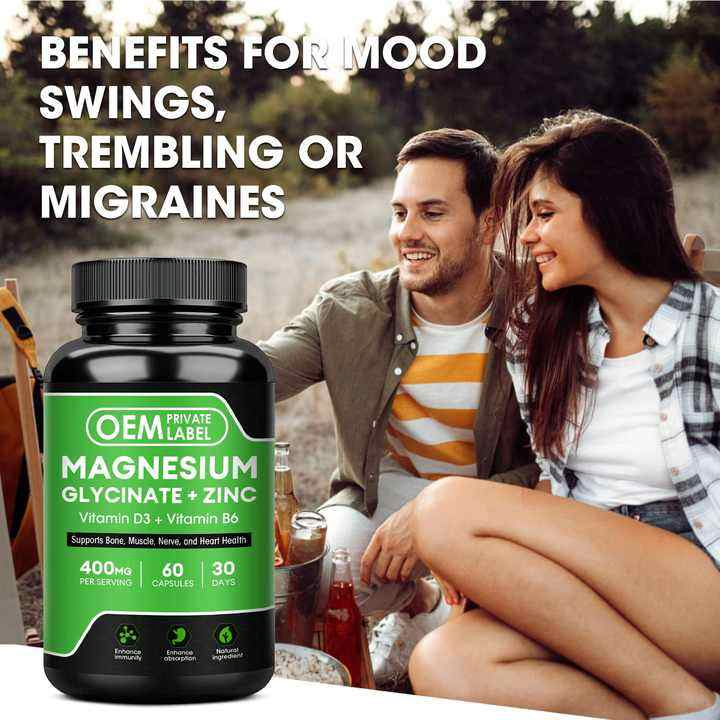 Biochealth GMP Halal Magnesium Complex Capsules with Magnesium Glycinate Zinc Vitamin B6 D3 for Sleep, Bone and Muscle Health