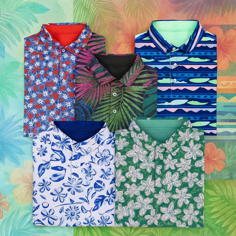 OEM Design Men's Performance Luxury Golf Polo Shirts 100% Polyester Full Sublimation Printing Breathable Golf Polo T-Shirts