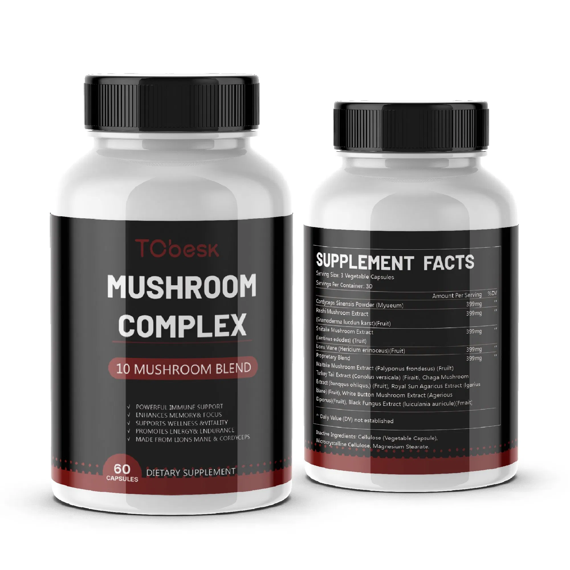 Mushroom Capsules Promote Lasting Sleep Naturally Boost Concentration Increase Mental Clarity Immune Health Brain Supplement Improve Memory