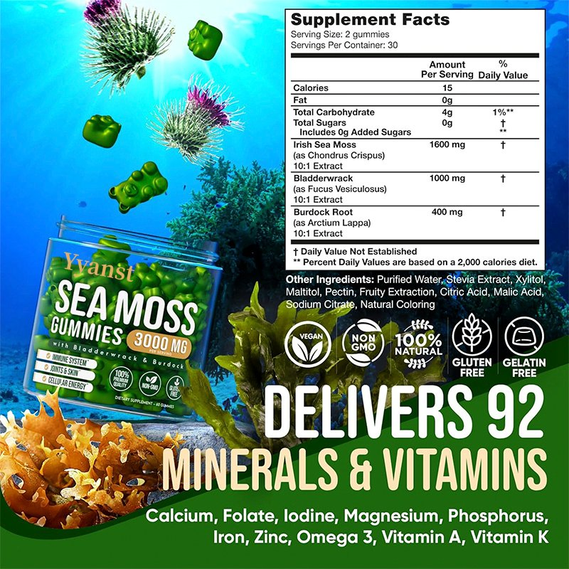 Private Label Sea Moss Gummies Support Immune System Support Joints &amp; Skin Health